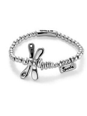 Uno De 50 • SER REBELDE • Silver Dragonfly Beaded Stretch Bracelet